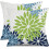 Conjunto de 2 capas de almofada florais verde e azul, 50x50cm (20x20 polegadas). 1