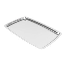 Bandeja rectangular de acero inoxidable para servir, 28 cm x 18,4 cm.