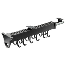 Estante ajustable para ollas debajo del armario con ganchos, extensible.