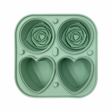 Bandeja para cubitos de hielo de silicona XIUH con diseño de corazón y rosa,