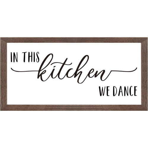 Placa de madeira maciça com arte de dança para cozinha, 33 x 18 cm (13 x 7 polegadas)