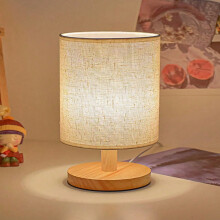 Lampe de chevet LOVEVER Nordic en lin avec cadre en bois et
