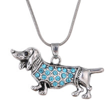 Colar feminino com pingente de Dachshund e cristal marrom, 45 cm (18 polegadas)