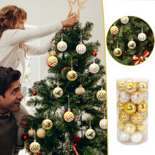 Boules de Noël jaunes et blanches (30 pièces)