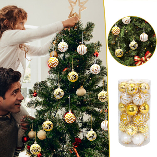 Boules de Noël jaunes et blanches (30 pièces)