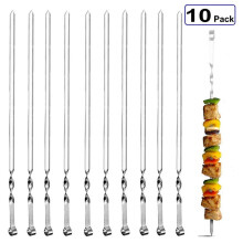 Brochettes en acier inoxydable de 38 cm (15 pouces) avec poignée annulaire, lot de 10