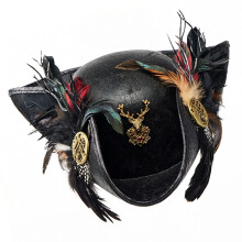 Cosplay Fedoras Pirate Cap Feather for Adult Halloween-Black