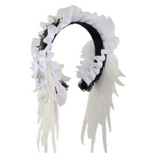 Gothic Sweet Angel Wing-hoofdtooi met kanten ruche voor dames-D