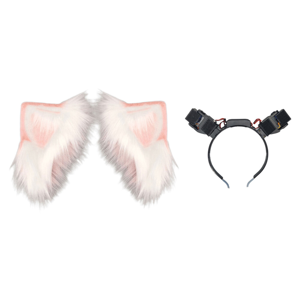 Automatic Moving Puss Ears Headband Headdress With Touch-pink