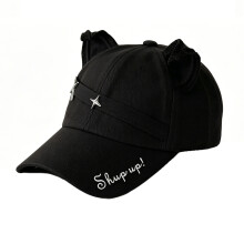 Fashionable Baseball Cap Cats Ear Rivet Studs Comfortable-Black