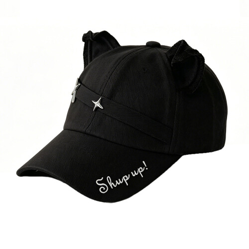 Fashionable Baseball Cap Cats Ear Rivet Studs Comfortable-Black