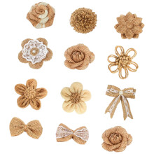 6/12Pcs Handmade Fabric Craft Flower Artificial Linen Roses-12