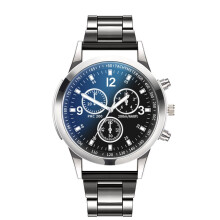 Men's stainless steel wristwatch black silver 40mm
