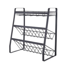 Étagère de rangement alimentaire de cuisine à 3 niveaux ZYNIC, noire