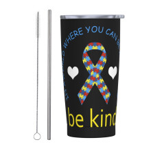 Mug de voyage blanc 590 ml (20 oz) pour le Mois de la sensibilisation Ă l'autisme