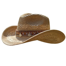 Woven Paper Straw Sun Hat Adjustable Drawstring Panama-Khaki os