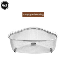 Panier d'égouttoir triangulaire en acier inoxydable pour évier de cuisine (1 pièce)
