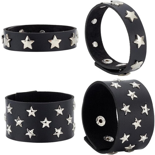 Punk Läderarmband Justerbart 4 st