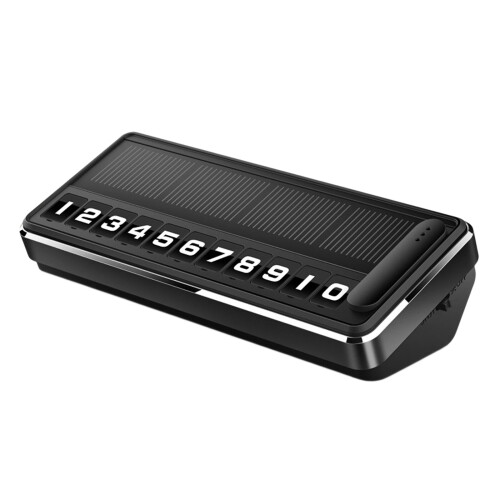 Universal Solar Parking Number Plate With Blue LED Light-Black