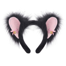 Zoete stijl poes oor hoofdband Zacht imitatie pluche-zwartkruit
