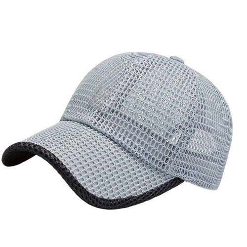 Vented Design Unisex Sport Hat Mesh Cap Lightweight-Light Gray