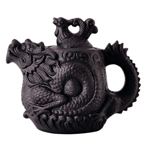Théière portable Dragon Phoenix en argile violette (1 pièce)