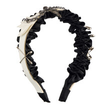 Elegante zwarte ruches haaraccessoire kostuumhoofdband voor-Wit