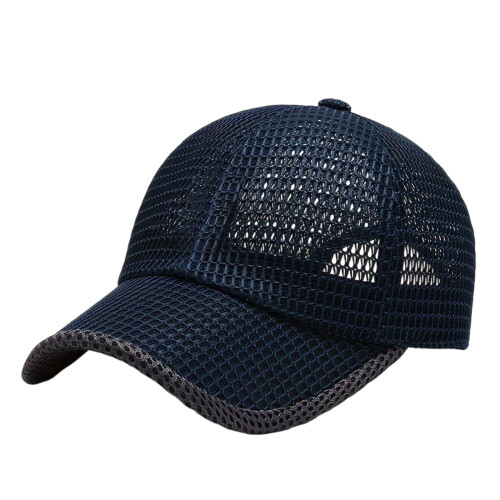 Lightweight Baseball Cap Mesh Sun Hat Moisture-Navy Blue