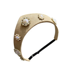 Cosplay Pearls Studded Hair Accessory Headbands Adjustable-Gold