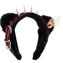 Trendy Animal Print Furry Ears Hairband With-red leopard print