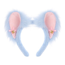 Sweet Style Puss Ear Headband Soft Faux Plush Hair-blue powder