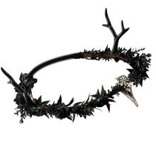 Elegante punk hertenhoorn haarband voor cosplay-zwart gewei