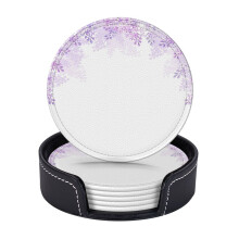 Suporturi din piele cu design floral liliac, 6 bucăți