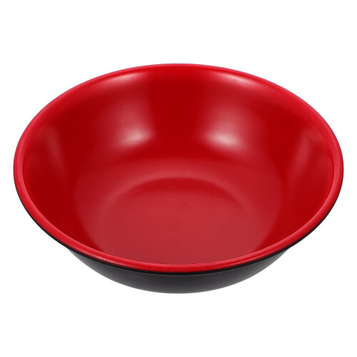 Keramik-Suppenschüssel mit Deckel, rotes Besteck