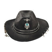 Modieuze unisex-jazzhoed met gotische ketting, zachte-Zwart