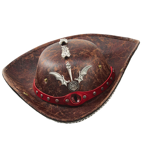 Bat Wing Pirate Captain Hat With Detailed Stitching Ideal-brown