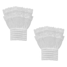 Women Fingerless Gloves Layered Ruffle Arm Sleeves Hand-White