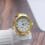 Quartz analog ringklocka stål elastiskt band 1
