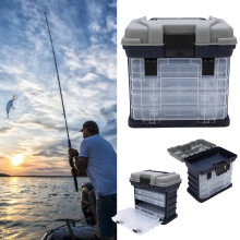 Grey 4 Layer Fishing Tackle Storage Box