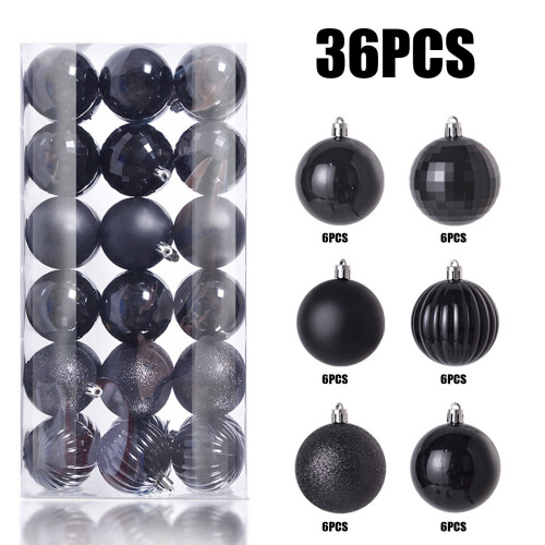 Black Christmas Balls 3cm 36 pcs electroplated pearlescent