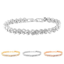 Meidiya white gold plated rhinestone tennis bracelet with