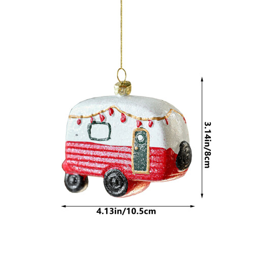 WJSXC Christmas Cabin Tree Pendant Red White 1pc 2