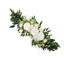 Simulatie Plastic Roos Bloem Voor Bruiloft Receptie Stoel-Wit