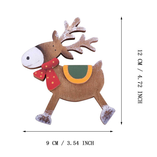 Wooden Deer Christmas Tree Ornament Set 2