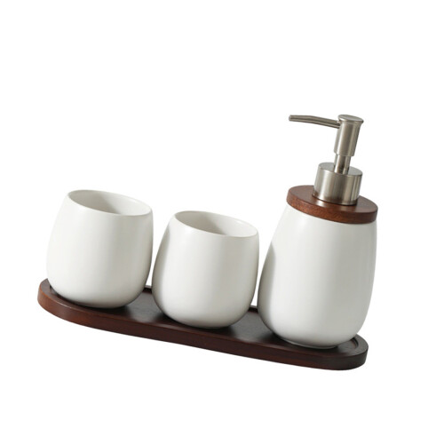 Elegant WabiSabi Design Ceramic Mouthwash Cup-White eggshell
