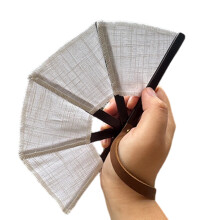 Unique Wooden Ribbed Fan with Soft Fabric Surfaces Natural-11