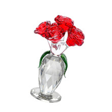 Crystal Rose beeldje ornament, Rose bloem cadeau voor vrouw-rood