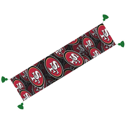 Caminho de mesa natalino dos 49ers com franjas, 72x14 polegadas. 1