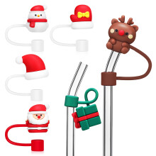 Embouts de paille de Noël en silicone (6 pièces)