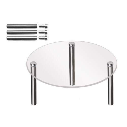 Suporte redondo para bolo em acrílico com estrutura metálica de 30 cm (11,81 polegadas) 1